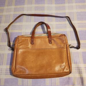 Hunker Bag Co Leather Crossbody Tan USA Made Nashville TN Vtg Suitcase Briefcase